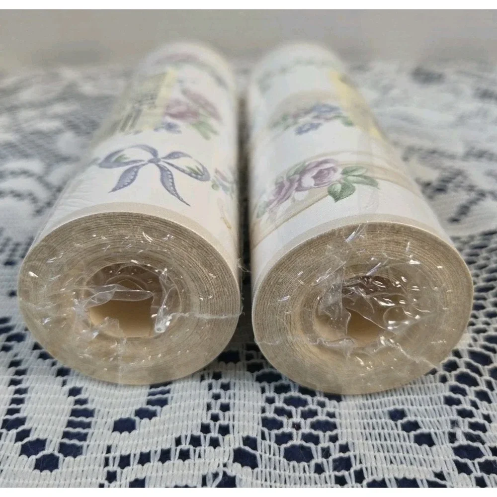 Brewster Wallcovering Floral Wallpaper Border Pre-pasted Vinyl 5yd X 2 Vtg NOS